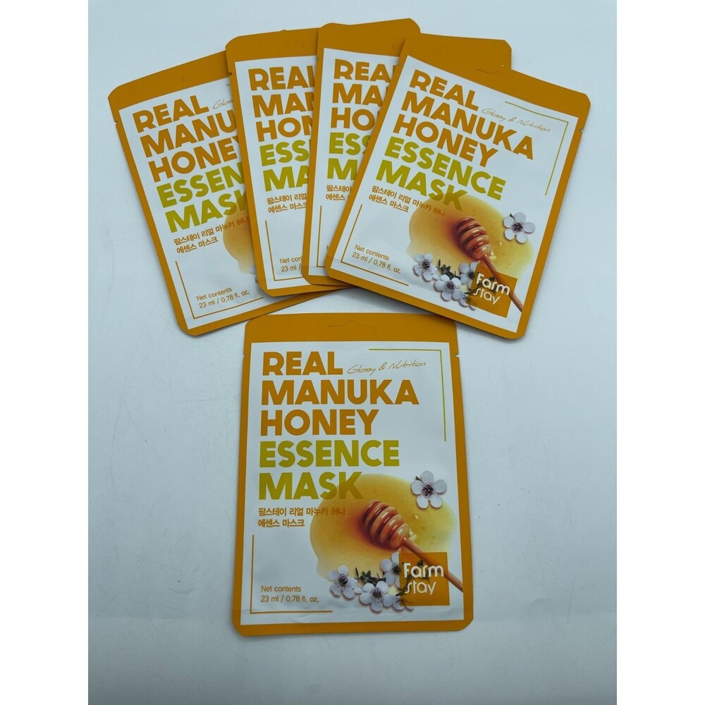 FarmStay Real Manuka Honey Essence Facial Sheet Masks, Made in Korea, Set of 5